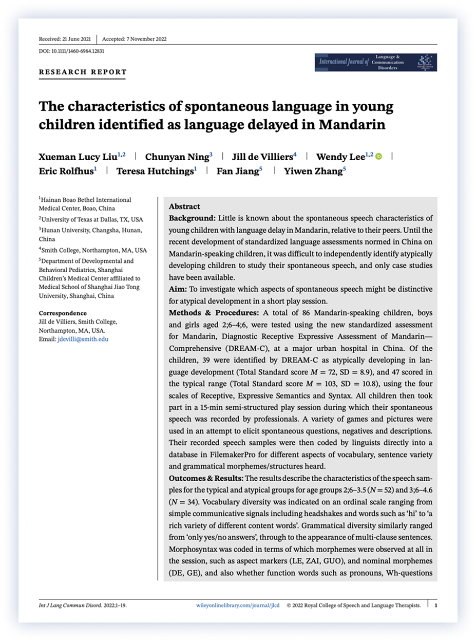 Characteristics of language delay in Mandarin